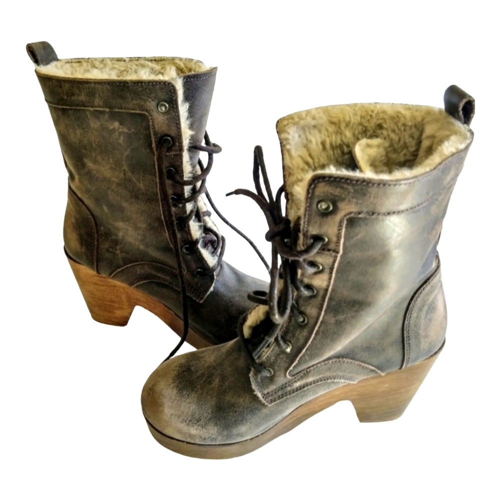 Freebird by Steven 'FIONA' Brown Fur Lined Lace Up Platform Ankle Booties Size 7